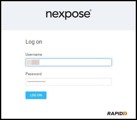 Nexpose Data Export - Login Screen